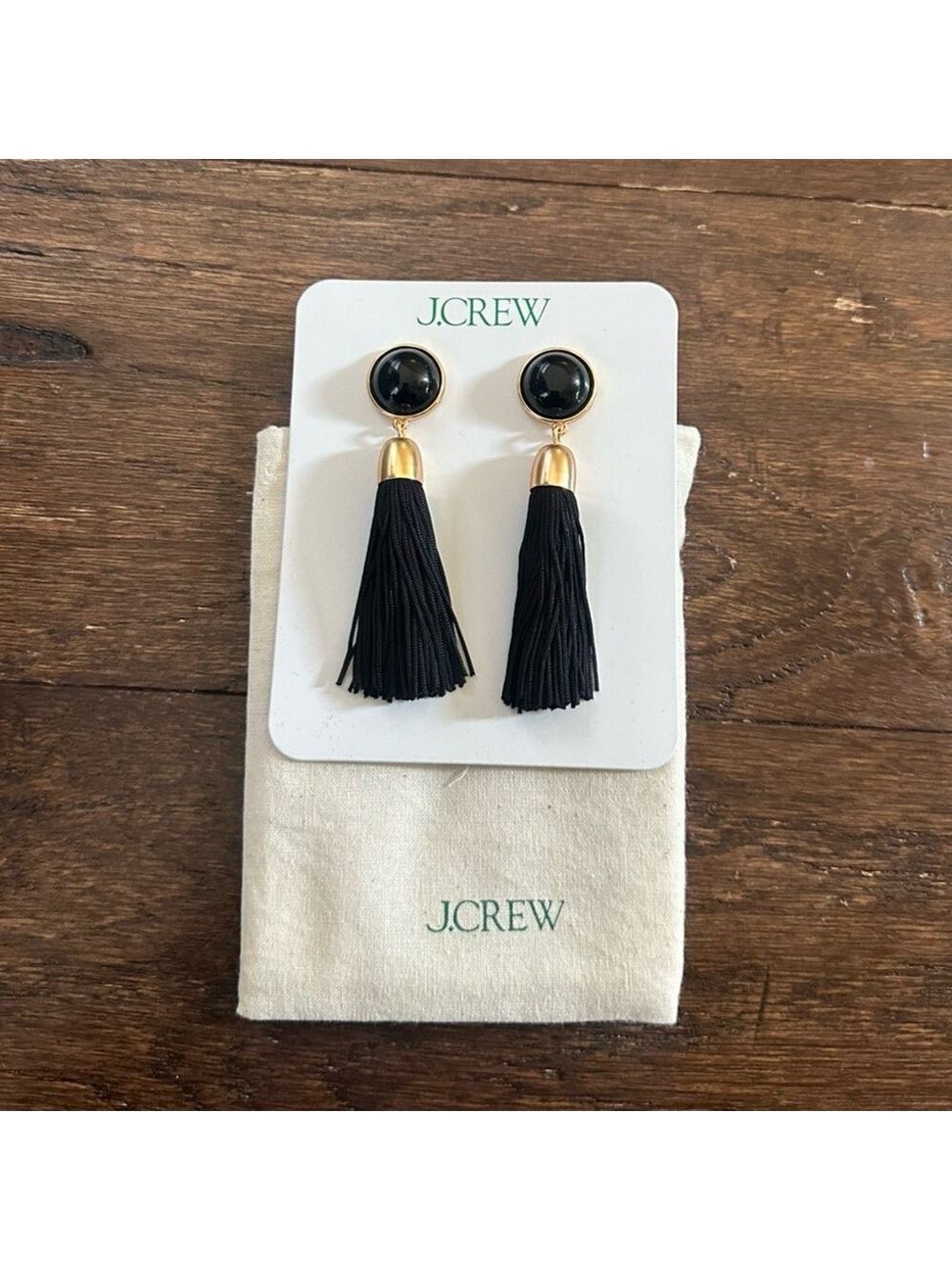J.Crew-Braided tassel earrings-black-NWT - Picture 2 of 5